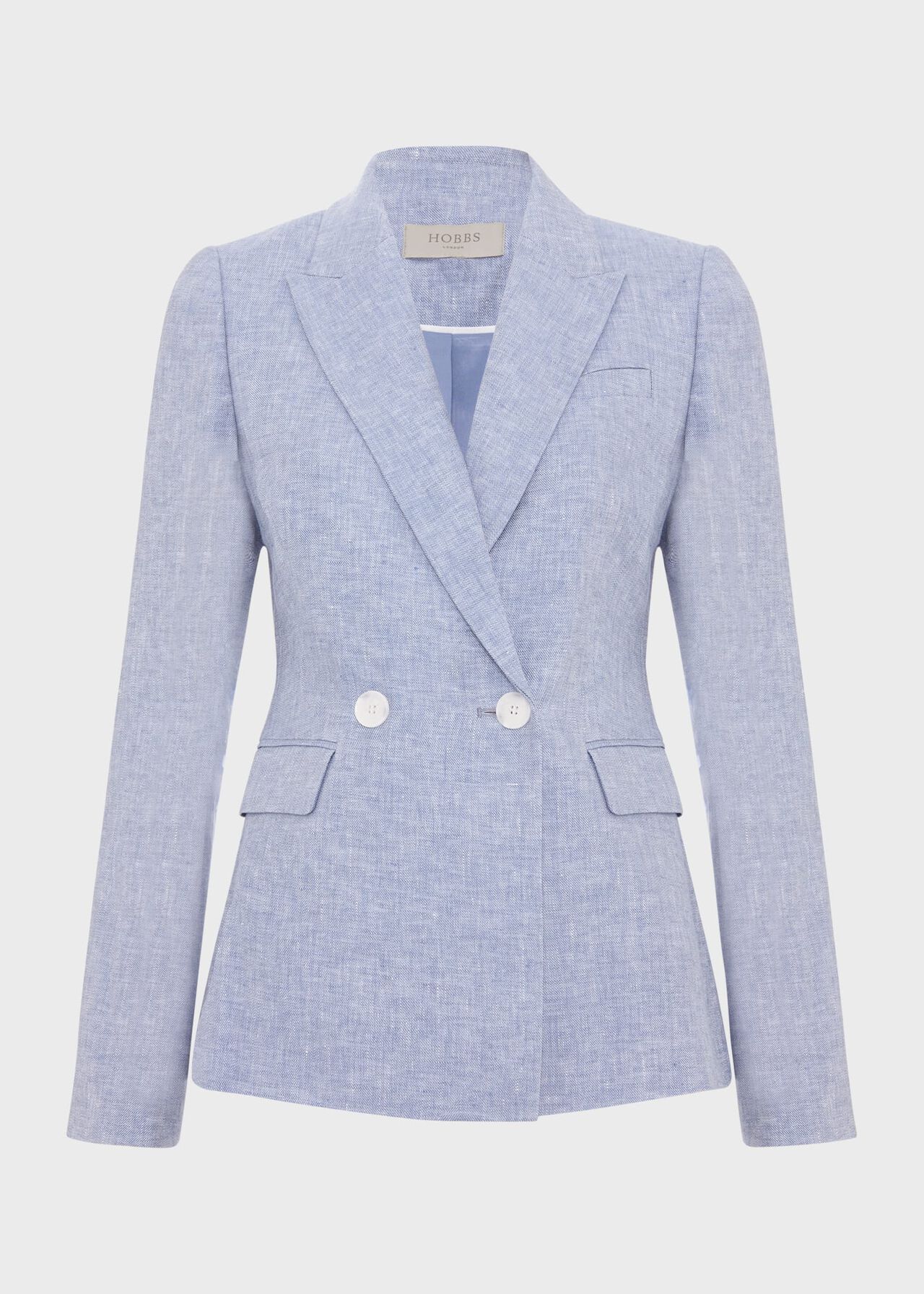 Adina Linen Jacket, Blue Ivory, hi-res