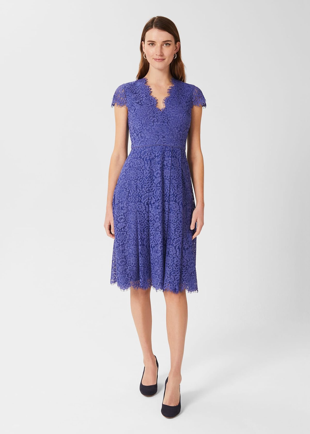 Anastasia Lace Fit And Flare Dress, Blue, hi-res