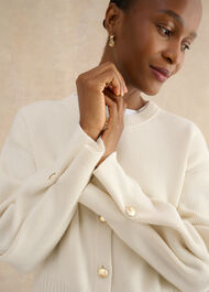 Abbott Cotton Knitted Cardigan, Ivory, hi-res
