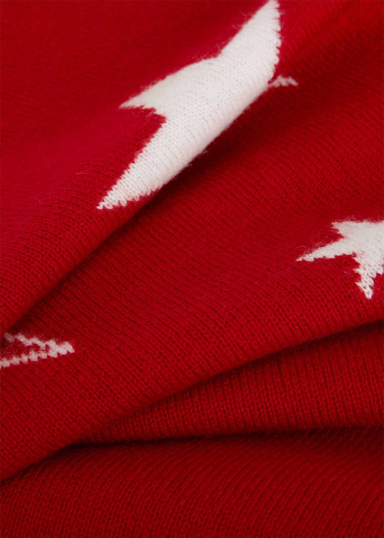 Samira Wool Cashmere Star Sweater, Red Ivory, hi-res