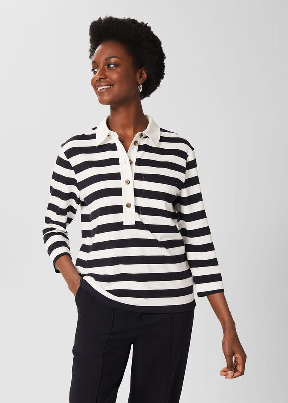 Llilie Cotton Striped Polo Shirt