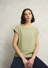 Alycia Cotton Slub T-Shirt, Pale Sage, hi-res
