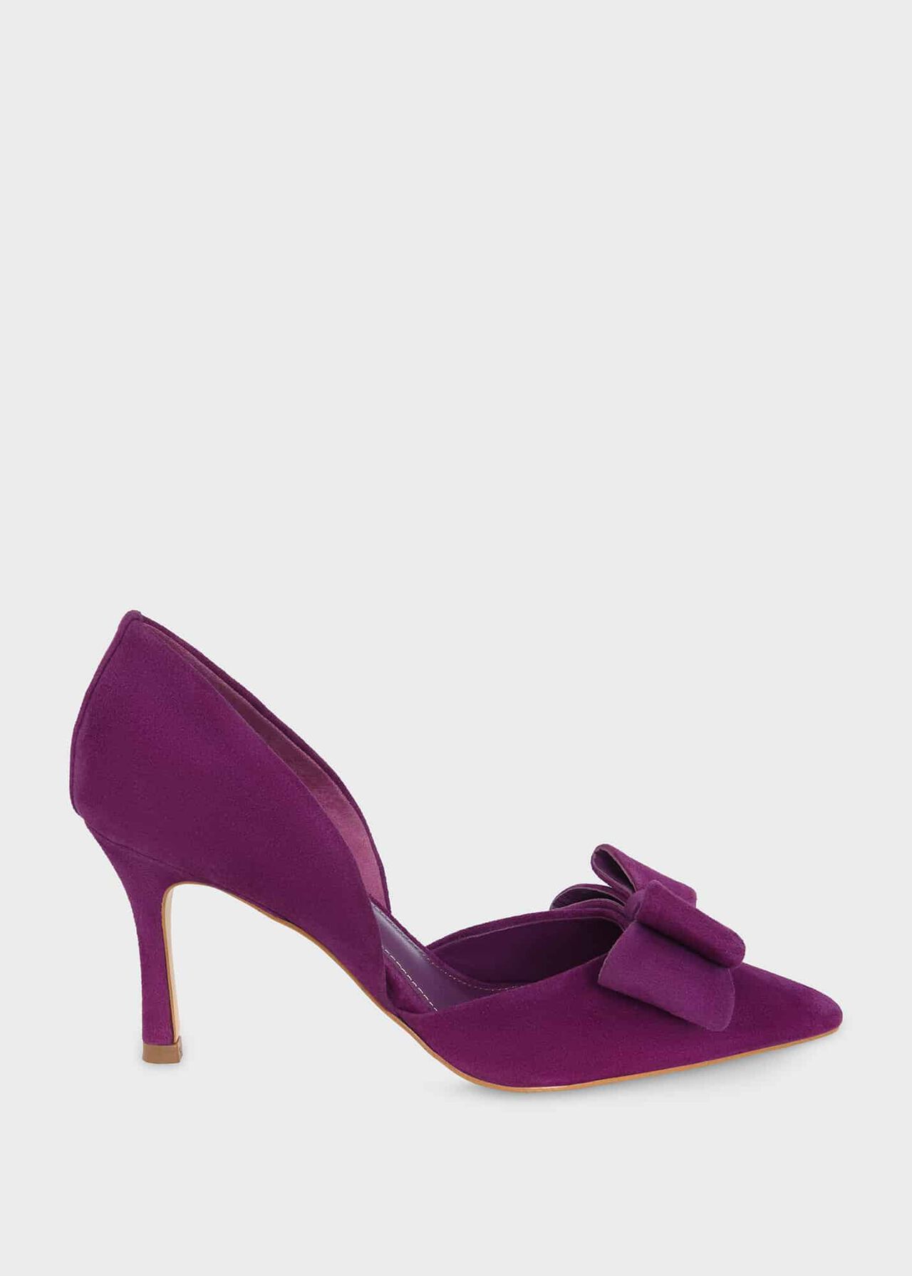 Elva Suede Bow Court Shoes, Magenta Purple, hi-res