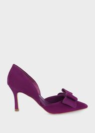 Elva Suede Bow Court Shoes, Magenta Purple, hi-res