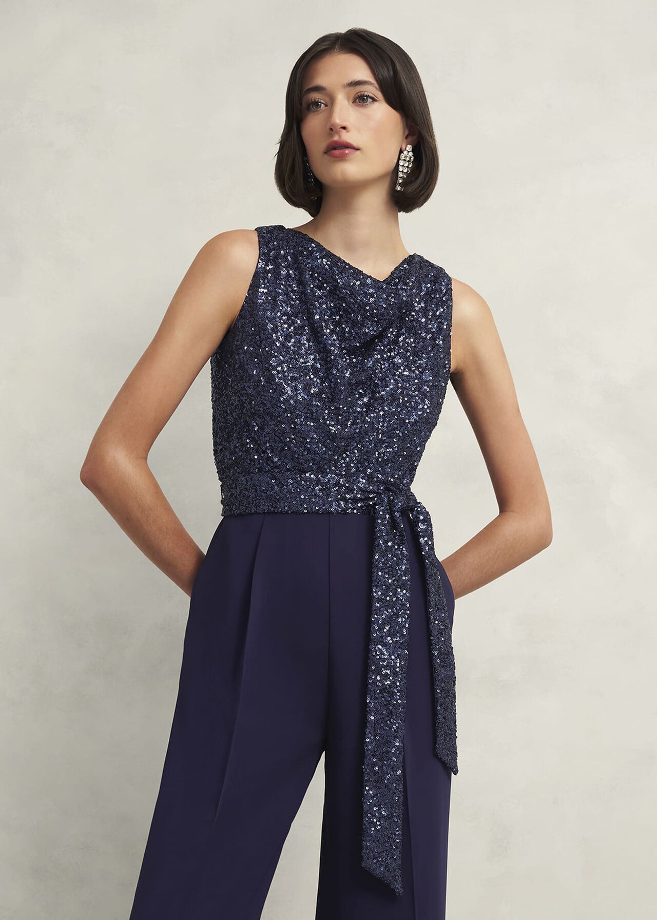 Zuri Sequin Jumpsuit, Midnight Navy, hi-res