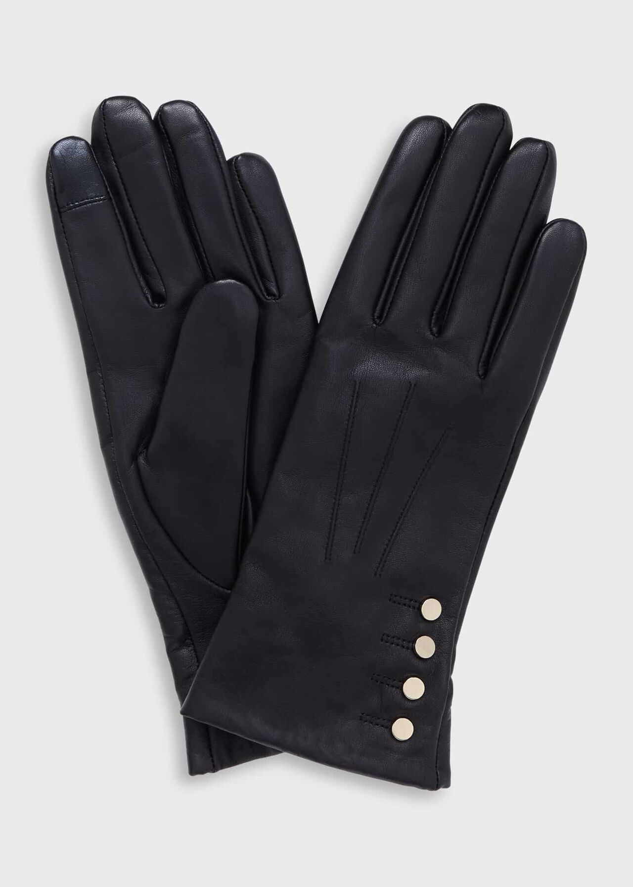 Sienna Leather Glove, Black, hi-res