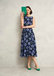Carly Floral Printed Midi Dress, Midnight Multi, hi-res