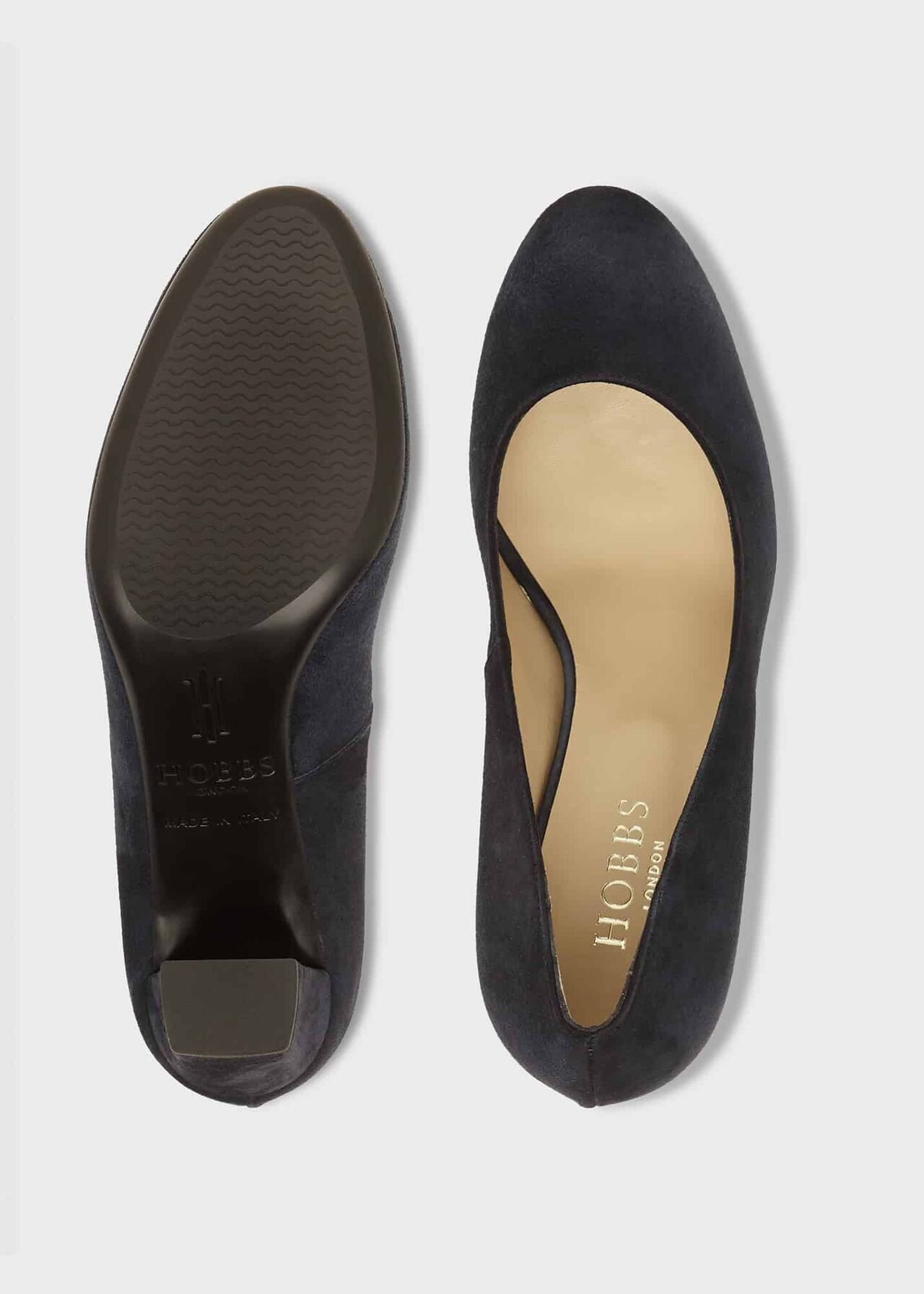 Sonia Suede Block Heel Court Shoes, Navy, hi-res