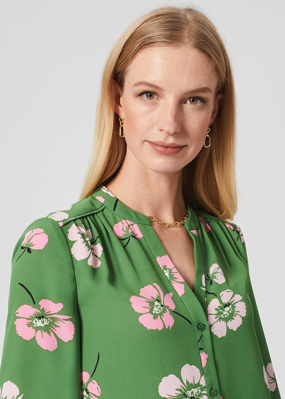 Sutton Blouse, Pea Green Multi, hi-res