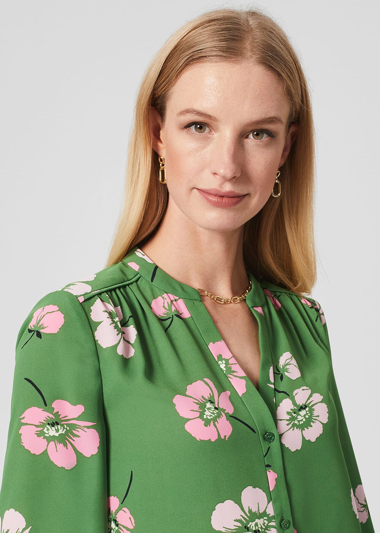 Sutton Blouse, Pea Green Multi, hi-res