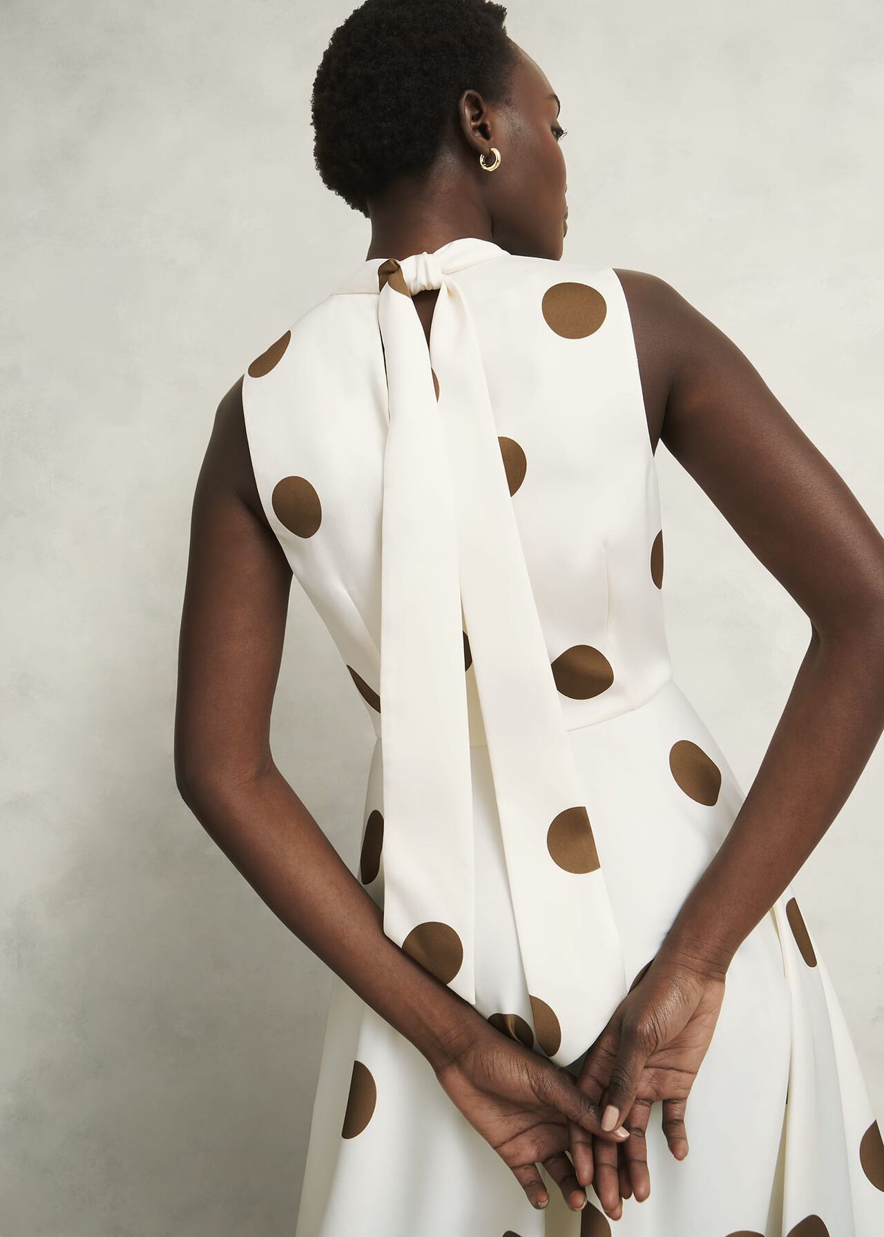 Mia Spot Dress, Ivory Brown, hi-res