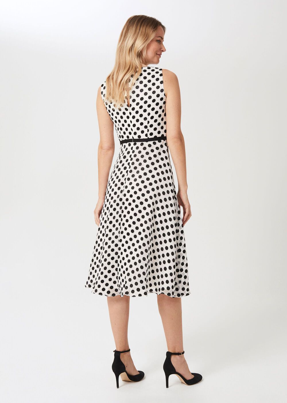 Adeline Jacquard  Spot Dress, Ivory Black, hi-res