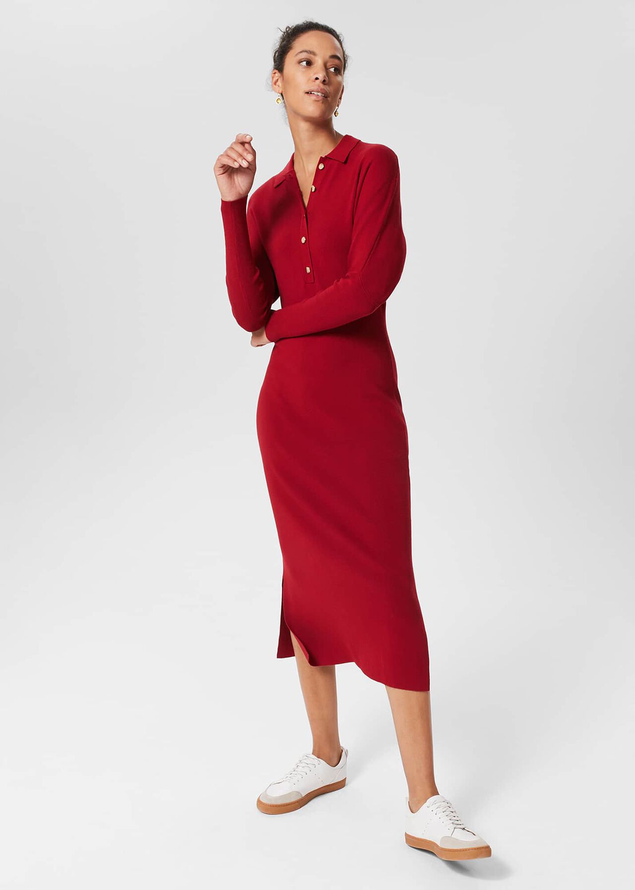 Arabelle Knitted Dress, Red, hi-res