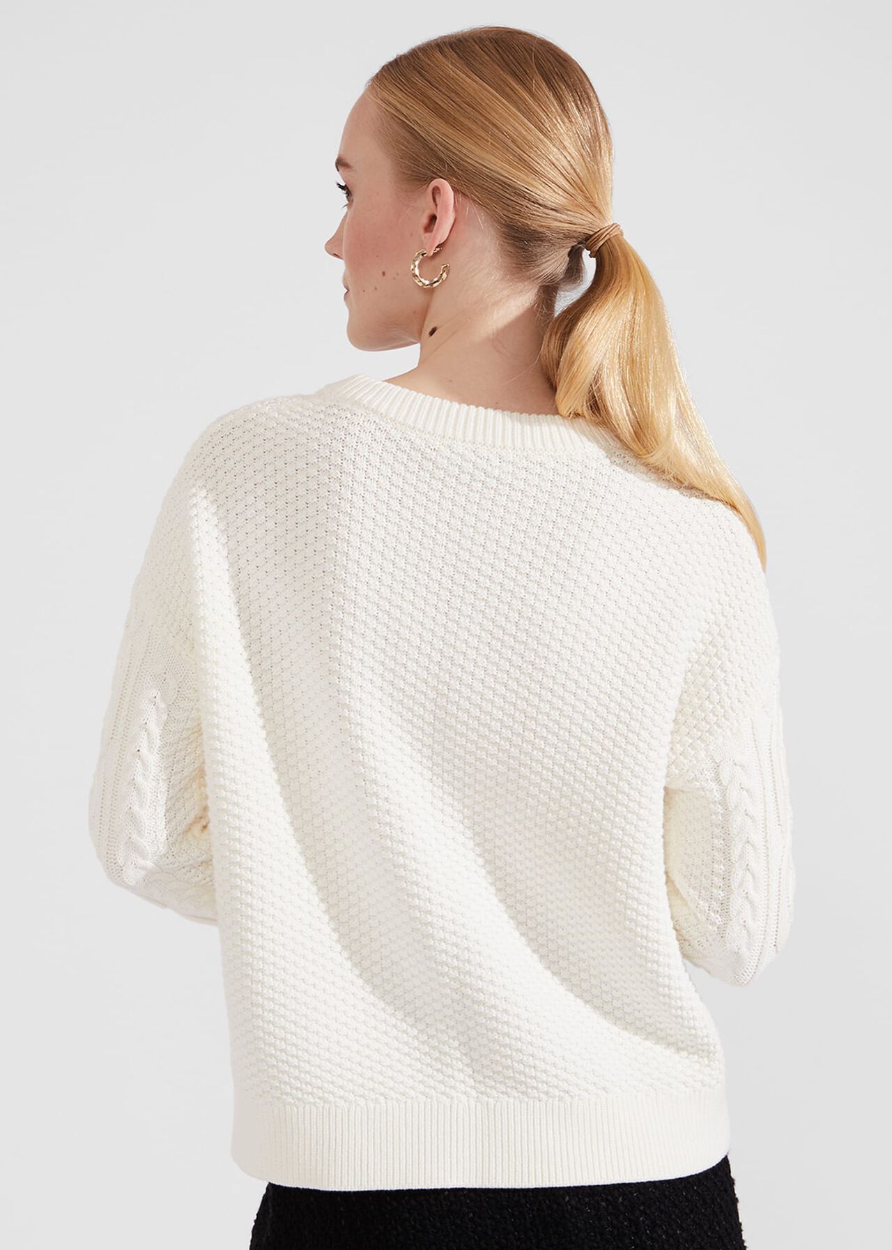 Corina Cotton Cable Jumper, Ivory, hi-res