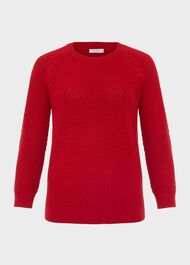 Lucie Cotton Jumper, True Red, hi-res