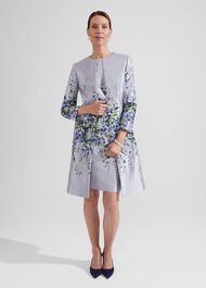 Sofia Jacquard Coat , Pale Blue Multi, hi-res