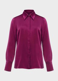 Eva Silk Fitted Shirt, Bright Plum, hi-res