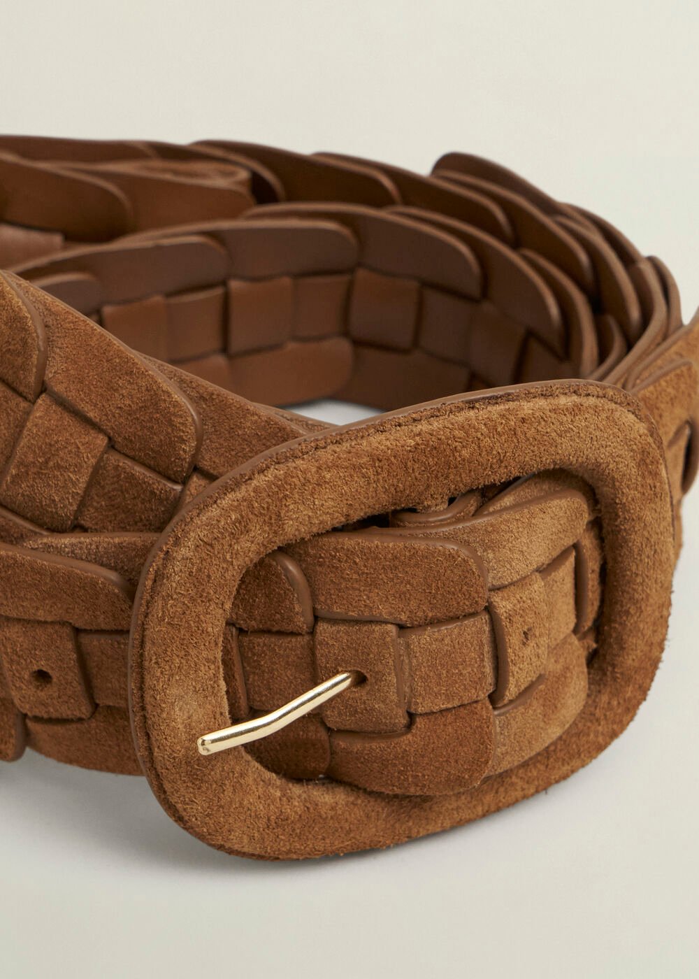 Abbie Suede Woven Belt, Tan, hi-res
