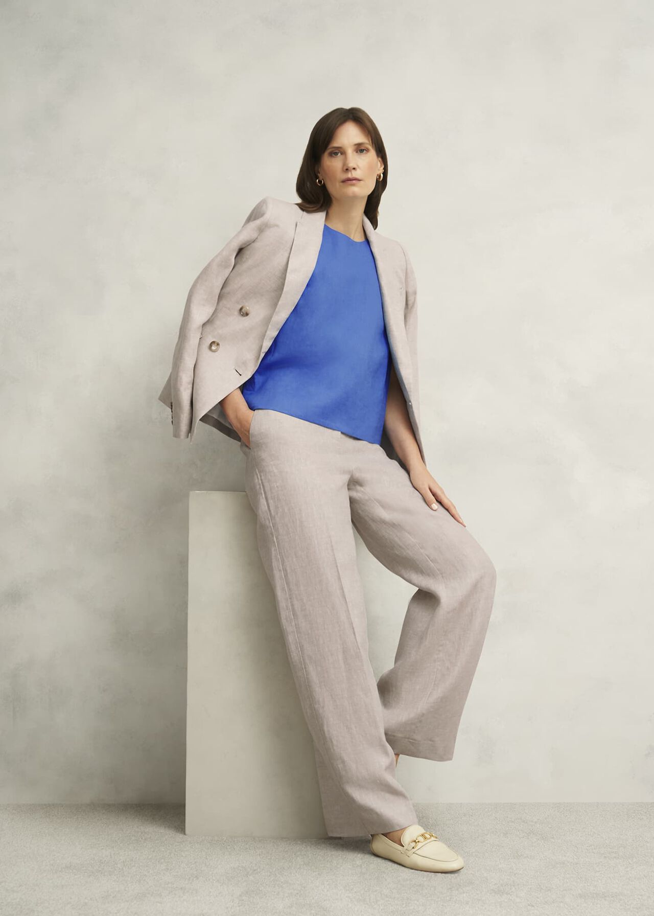 Malindi Linen Top, French Blue, hi-res