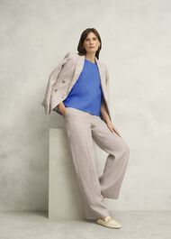 Malindi Linen Top, French Blue, hi-res