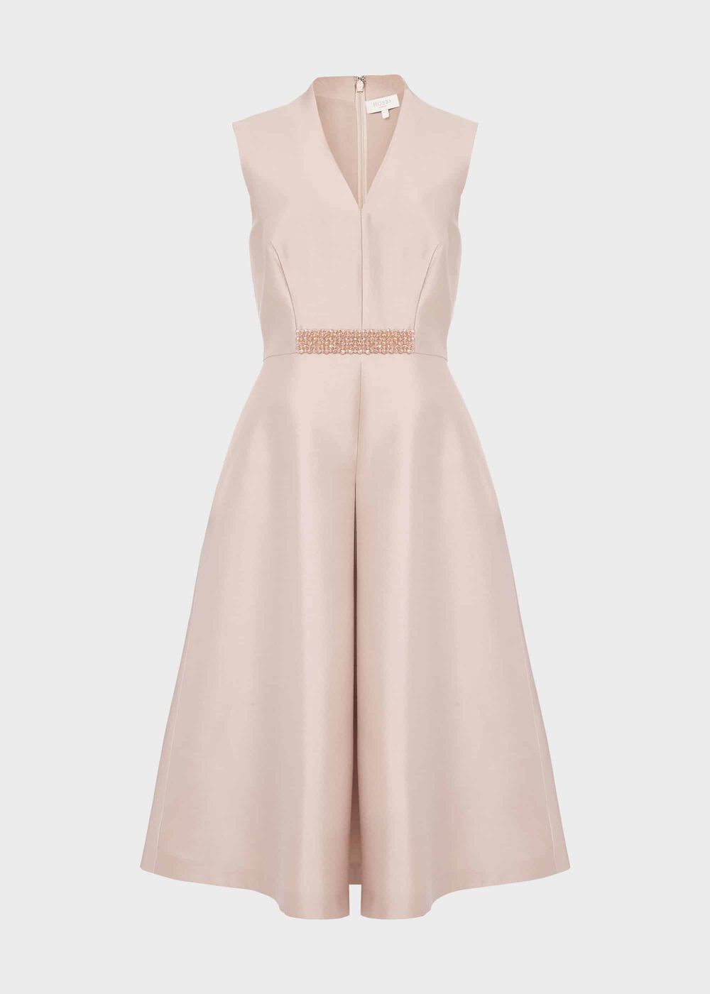 Alberta Silk Wool Beaded Dress, Oyster, hi-res