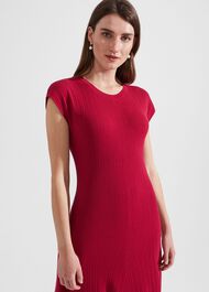 Reena Ribbed Knitted Dress, Berry Red, hi-res