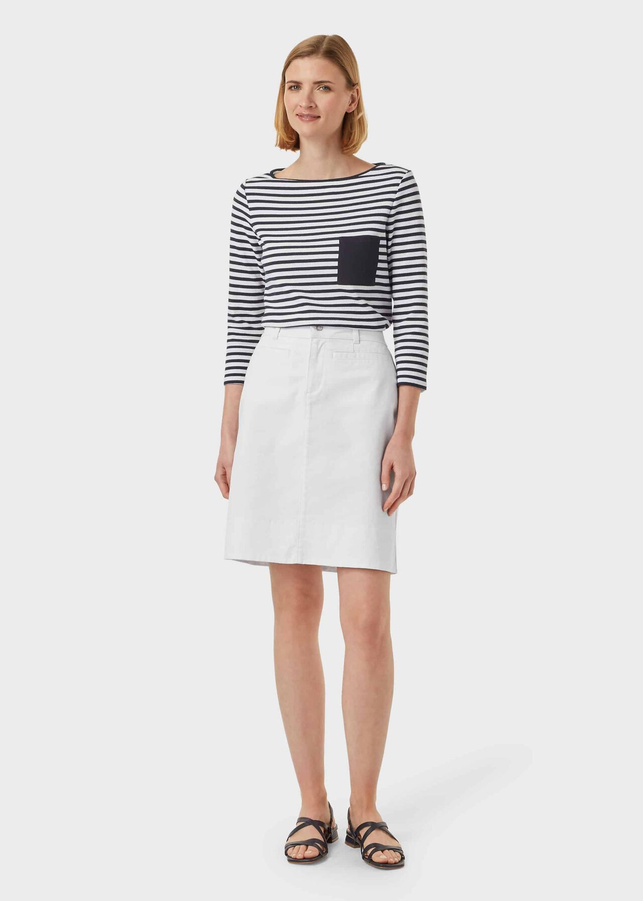 Maeva Denim A Line Skirt, White, hi-res