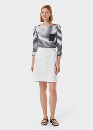 Maeva Denim A Line Skirt, White, hi-res