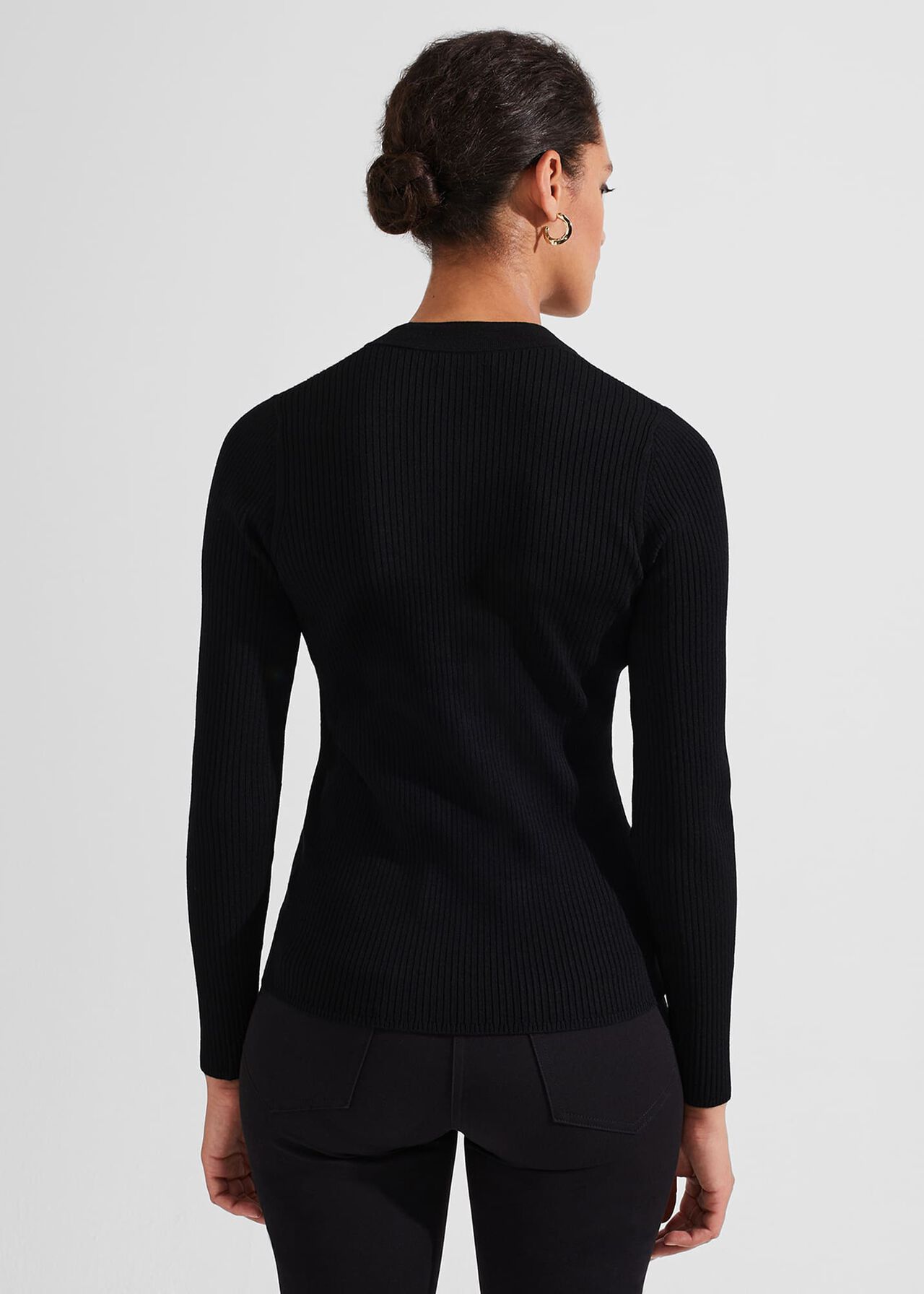Kaya Ribbed Sweater, Black, hi-res