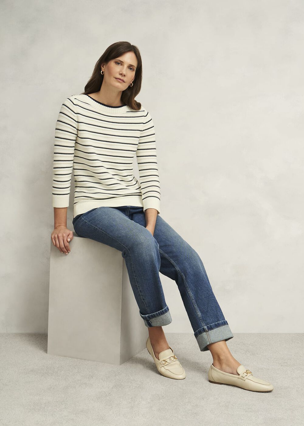 Annalise Jumper, Navy Warm Ivory, hi-res
