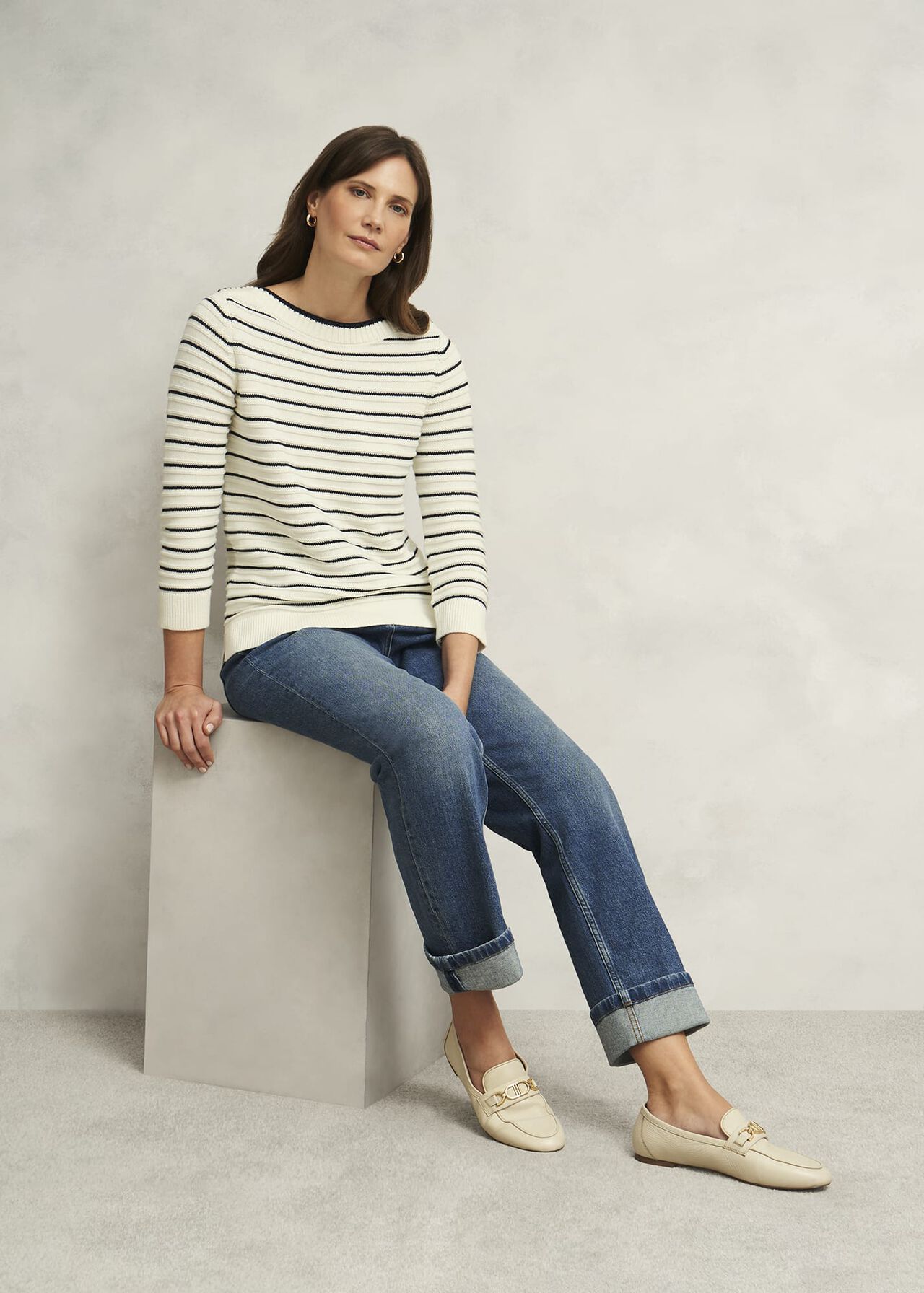 Annalise Sweater, Navy Warm Ivory, hi-res