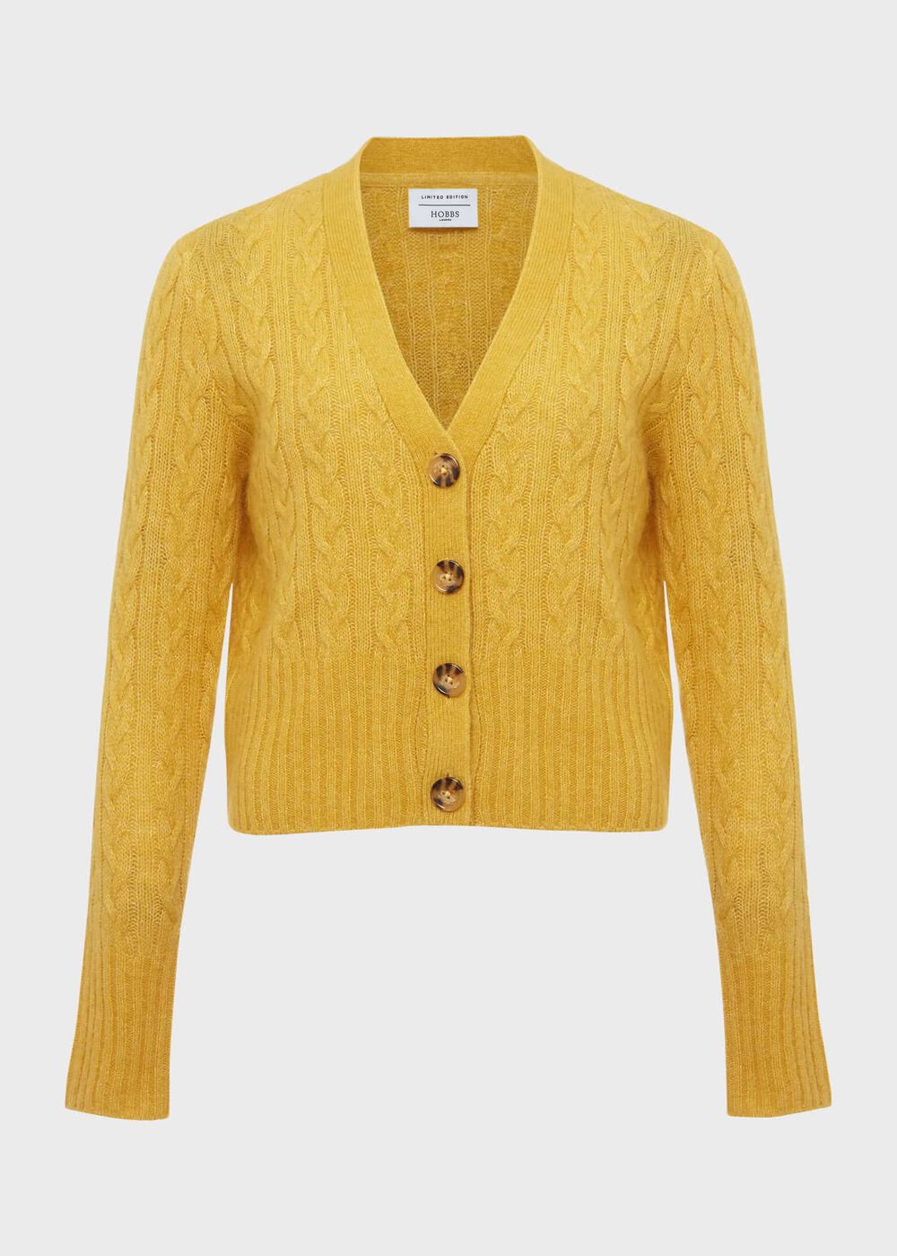 Kirby Cable Cardigan, Bright Yellow, hi-res