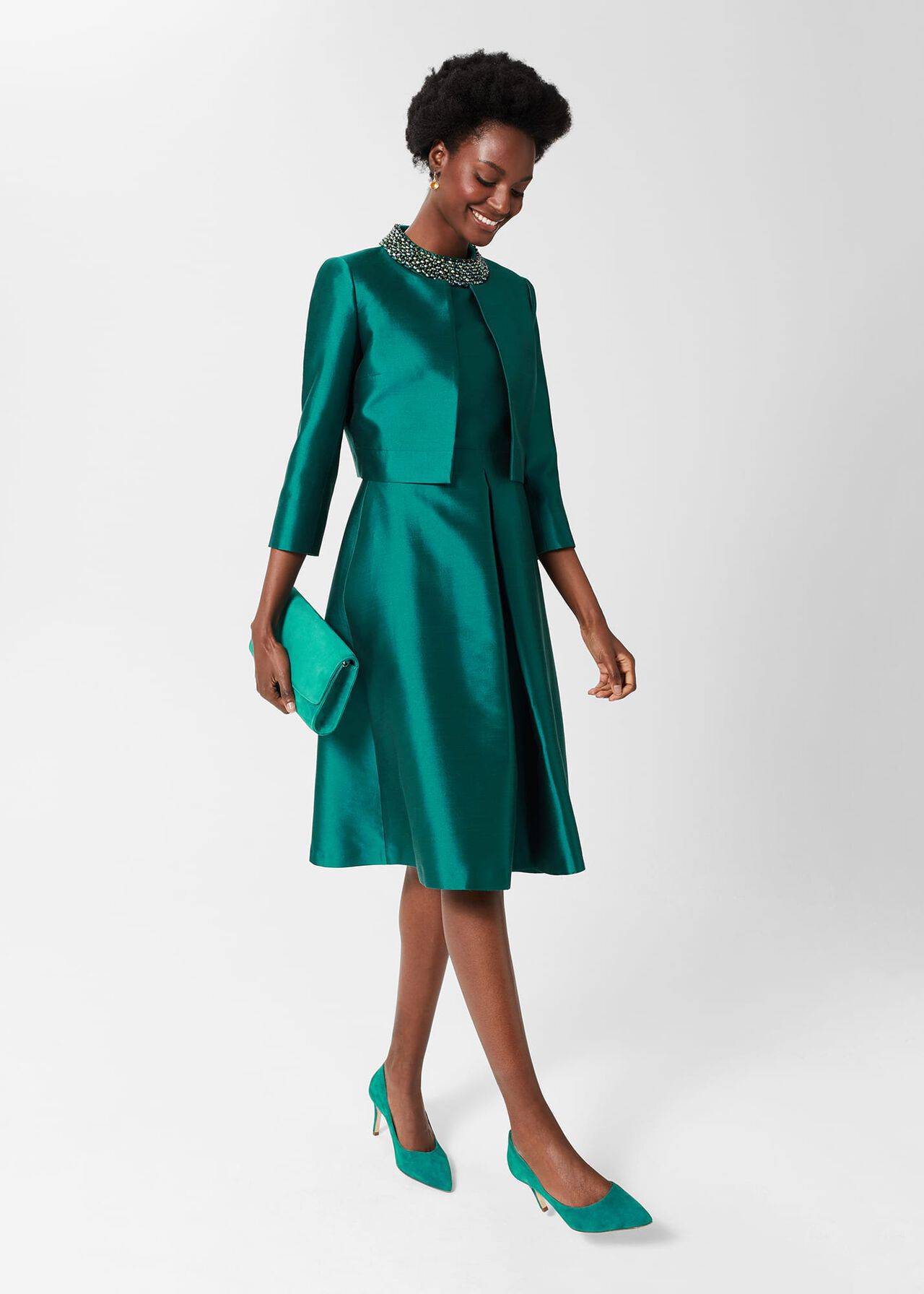 Christie Silk Blend Jacket , Jewel Green, hi-res