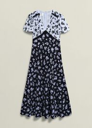 Arlington Tea Dress, Black Blue, hi-res