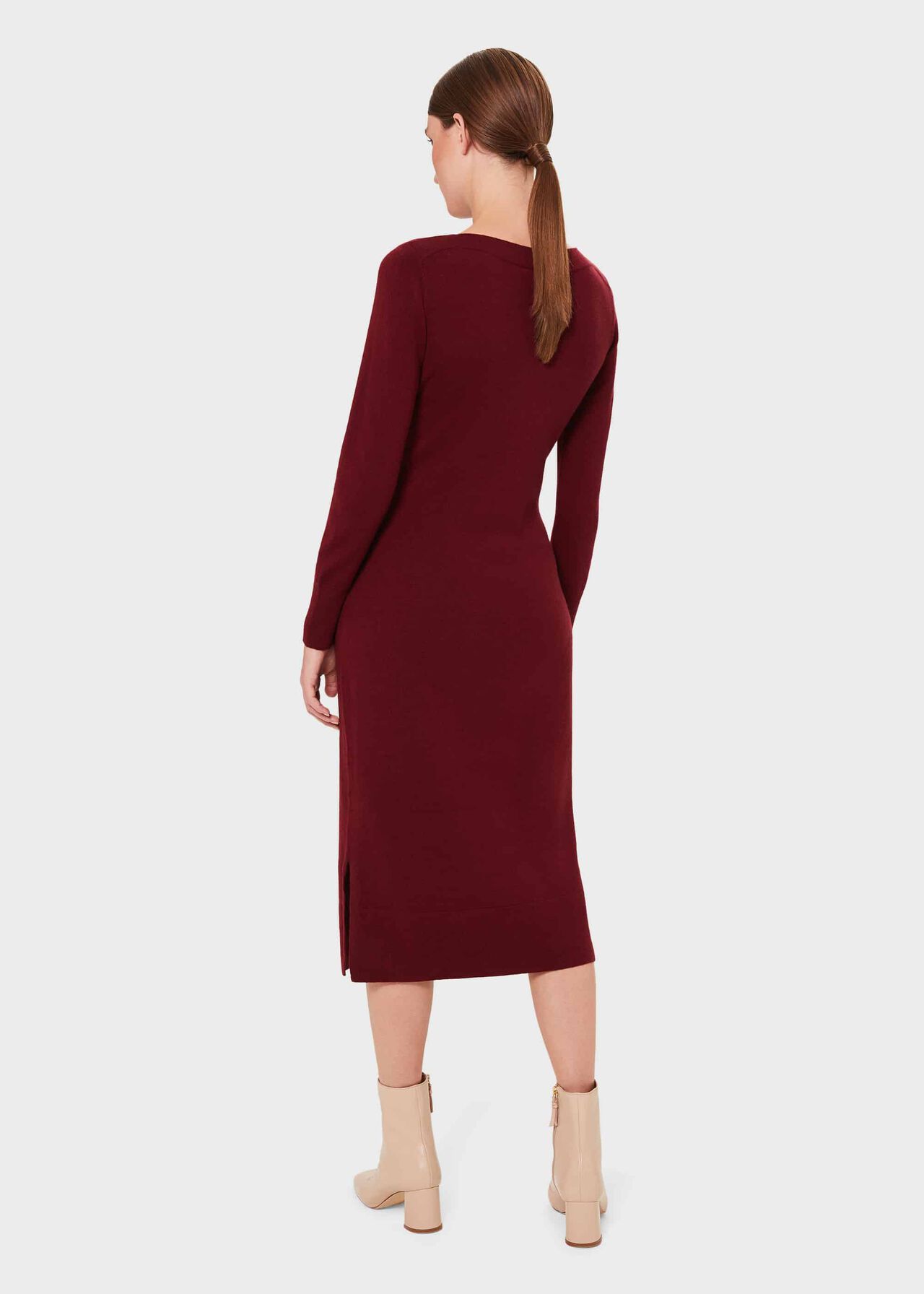 Teagan Knitted Dress With Cashmere, Merlot, hi-res