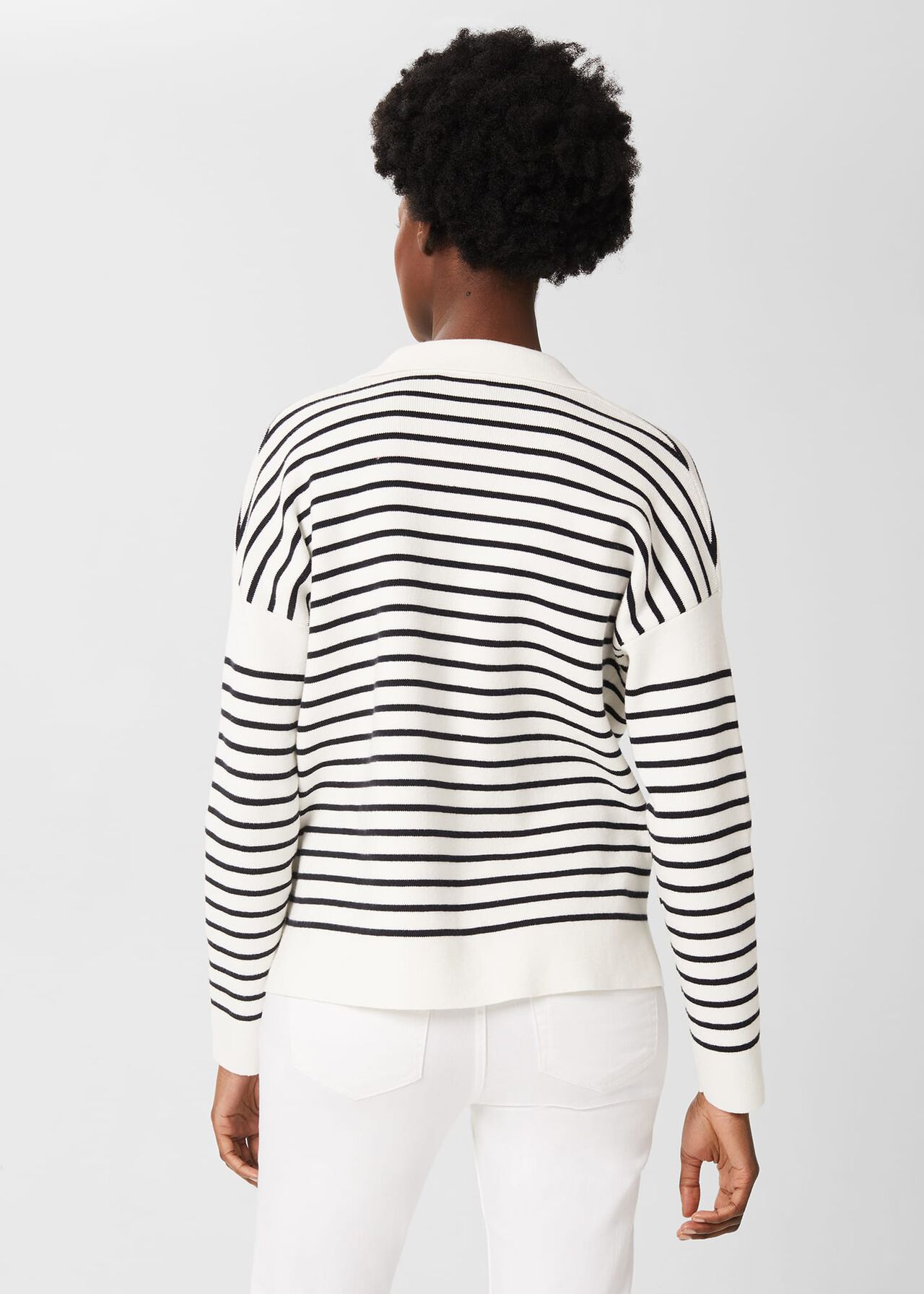 Karissa Striped Sweater, Ivory Navy, hi-res