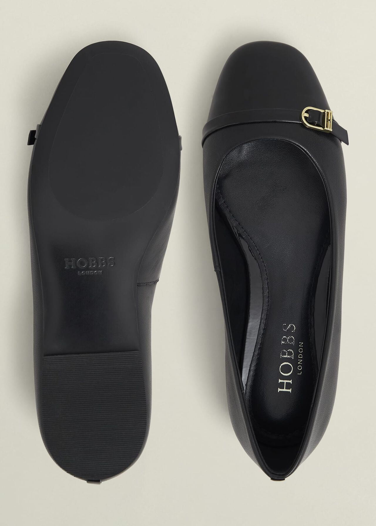 Kelly Leather Ballerinas, Black, hi-res