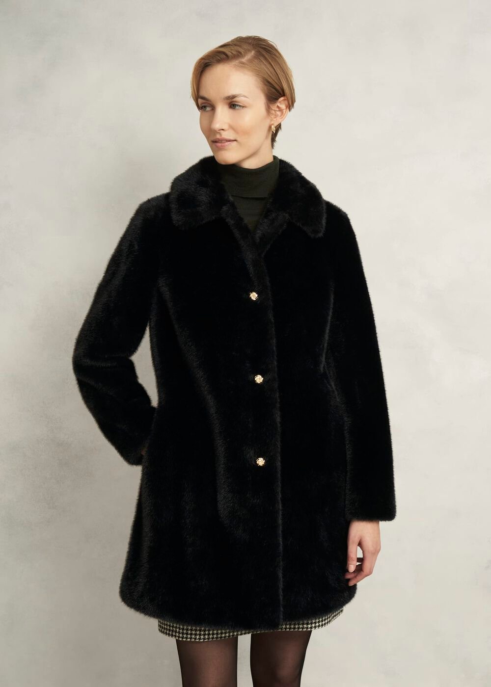 Rue Faux Fur Coat, Black, hi-res
