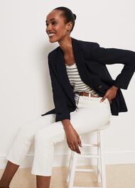 Montagu Ribbed Top, Cream Navy, hi-res