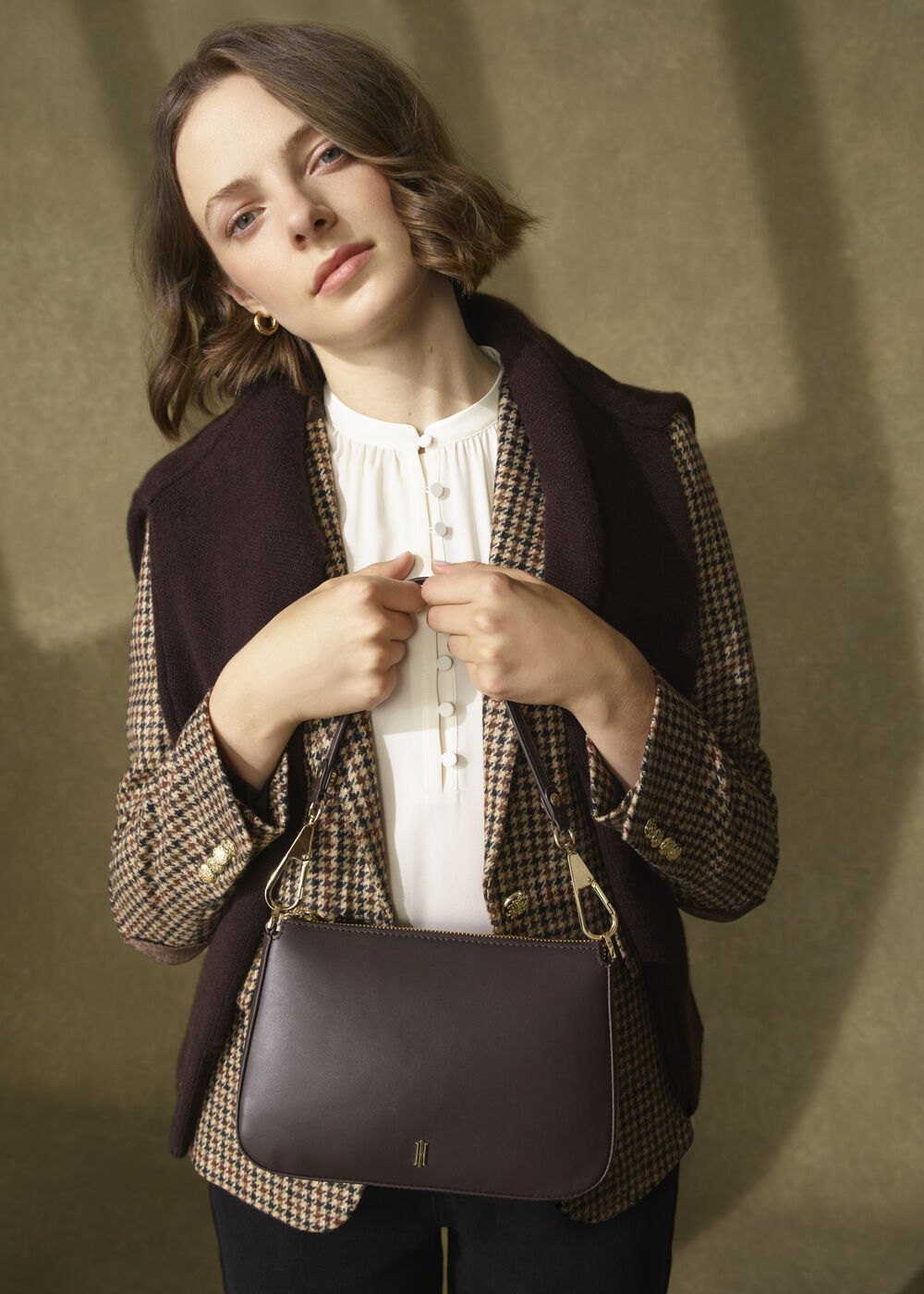 Briella Leather Bag, Chocolate Brown, hi-res