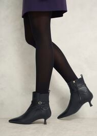 Loretta Leather Heeled Ankle Boots, Black, hi-res