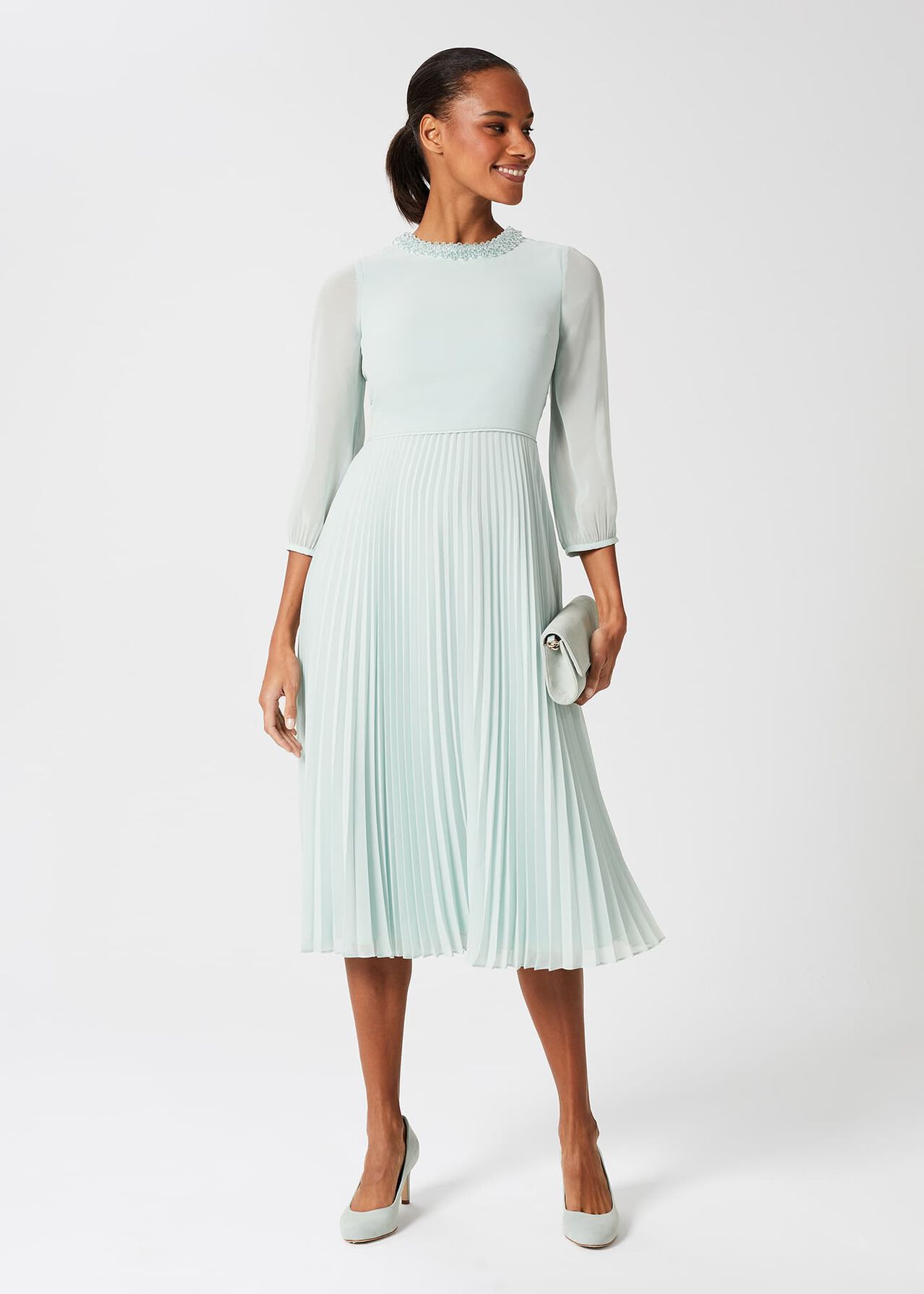 Sophia Fit And Flare Dress, Sage Green, hi-res