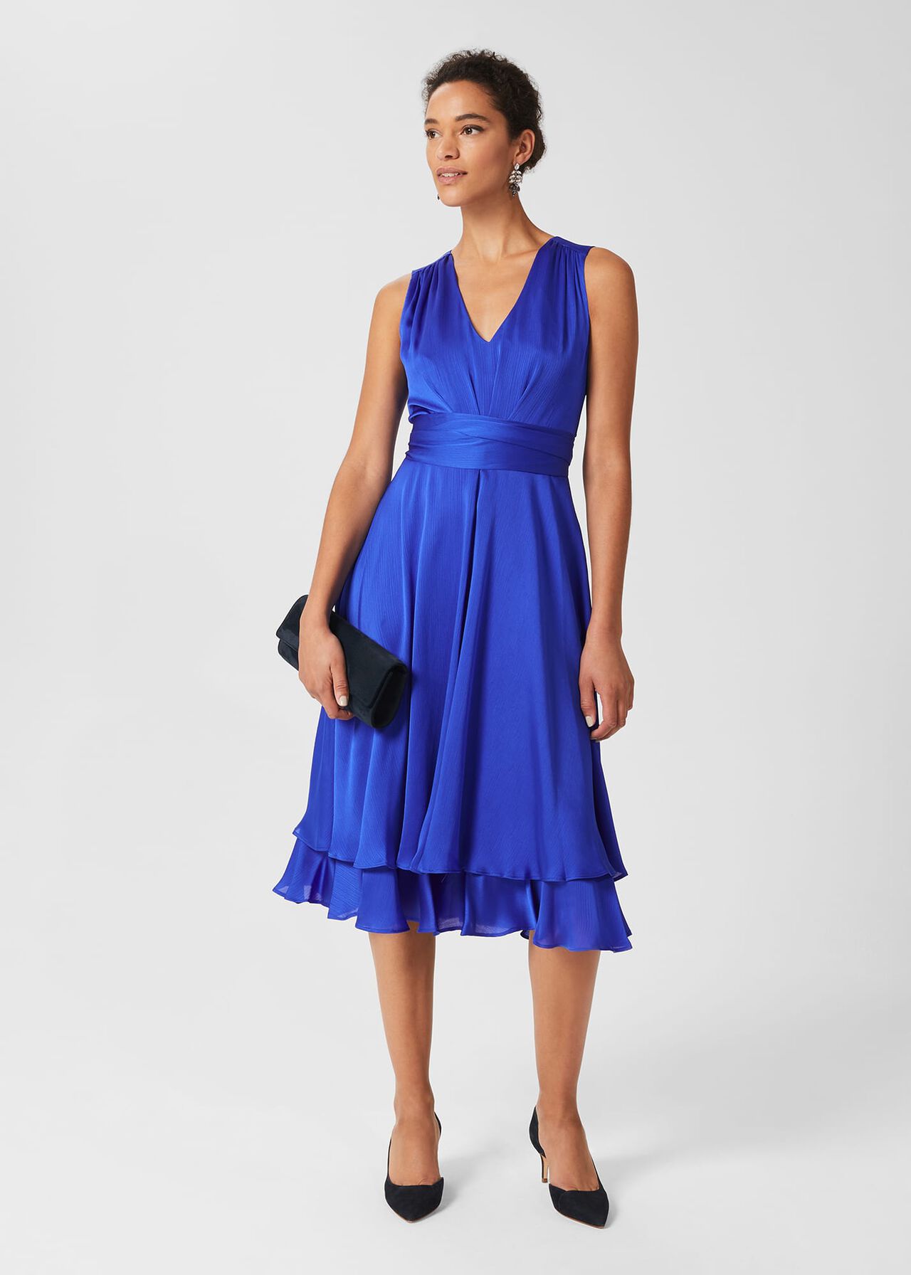 Viola V Neck Dress, Cobalt, hi-res
