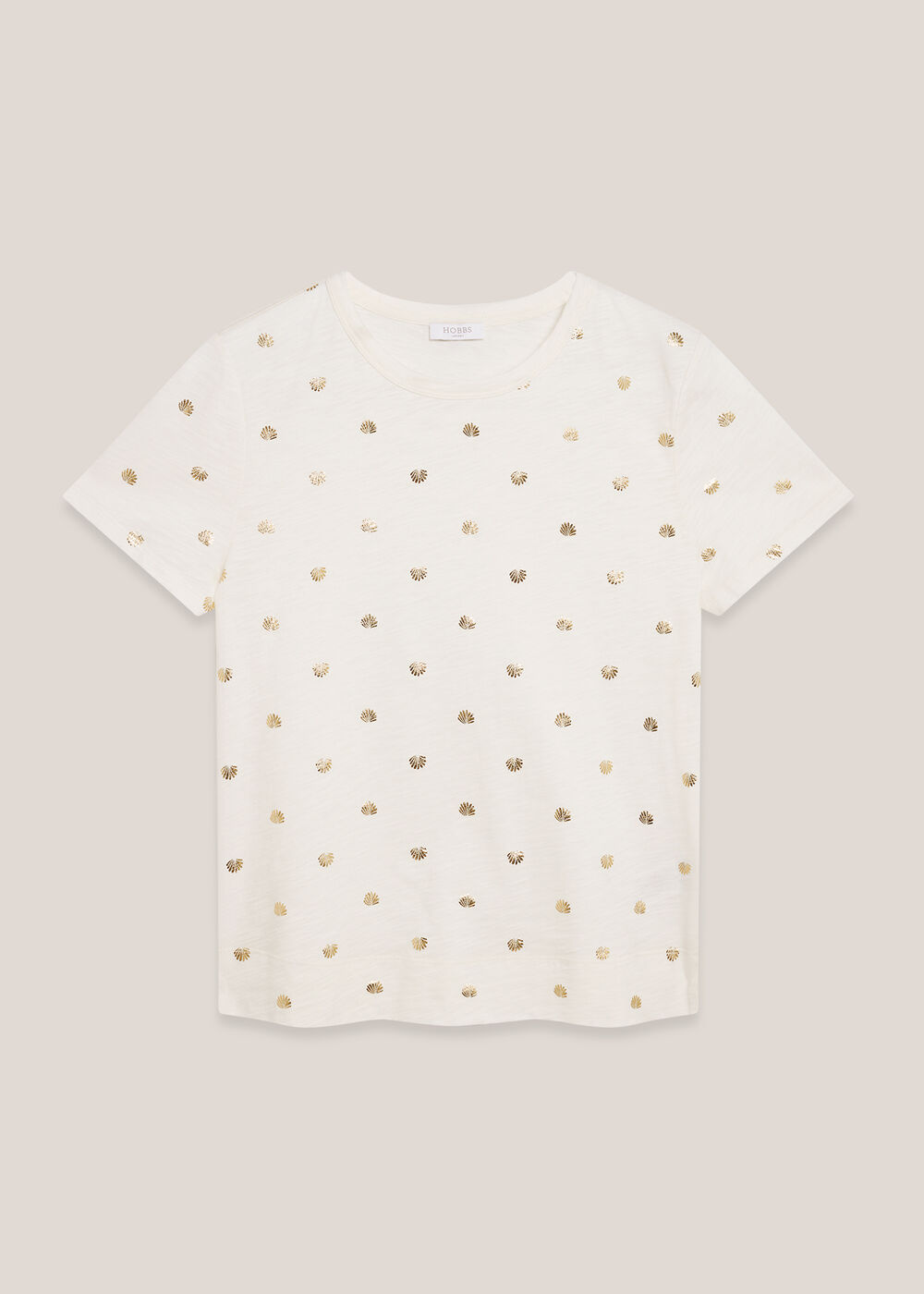 Adaline Cotton Slub Printed T-Shirt, Ivory Gold, hi-res