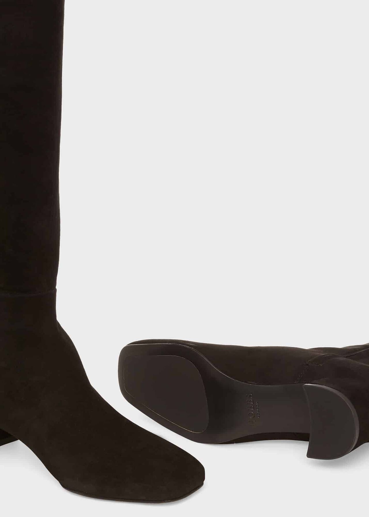 Khloe Leather Over Knee Boots, Black, hi-res