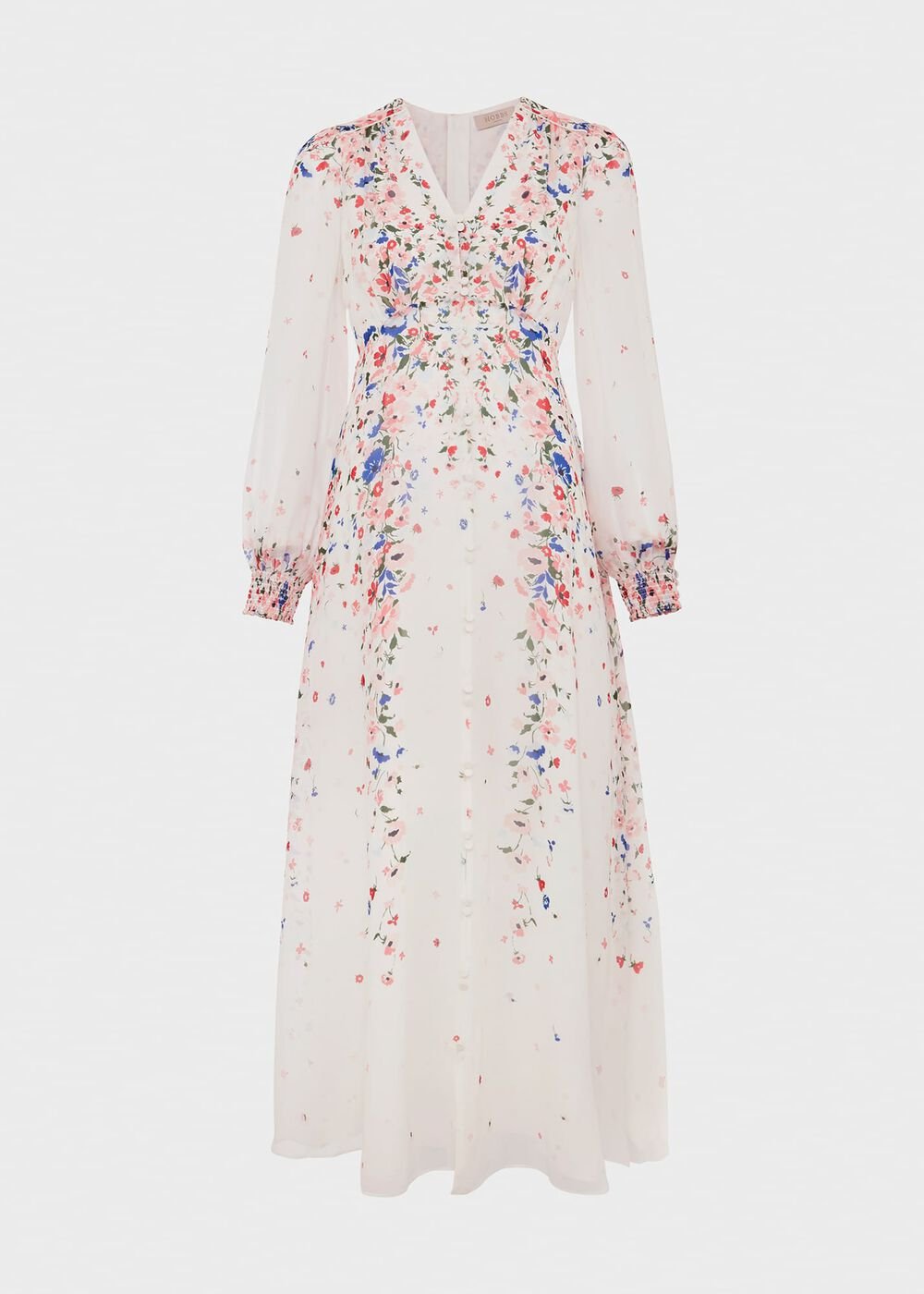 Petite Asher Silk Dress, Ivory Multi, hi-res