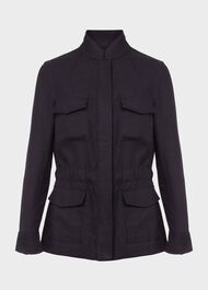 Nessa Linen Blend Jacket, Navy, hi-res