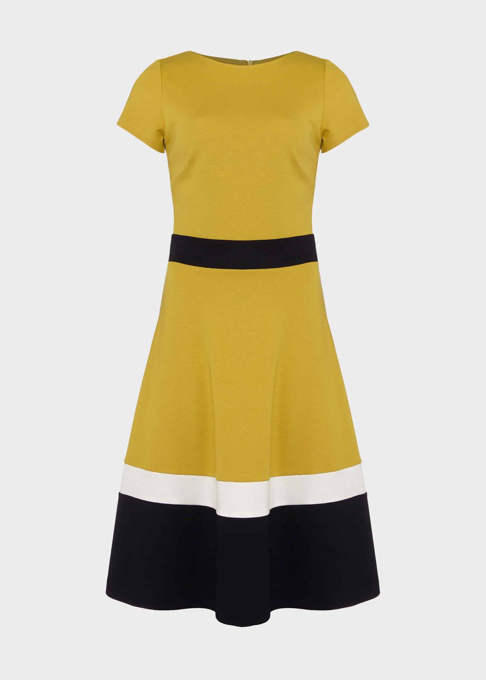 Seasalter Jersey Fit And Flare Dress, Yellow Nvy Whte, hi-res