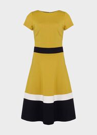 Seasalter Jersey Fit And Flare Dress, Yellow Nvy Whte, hi-res