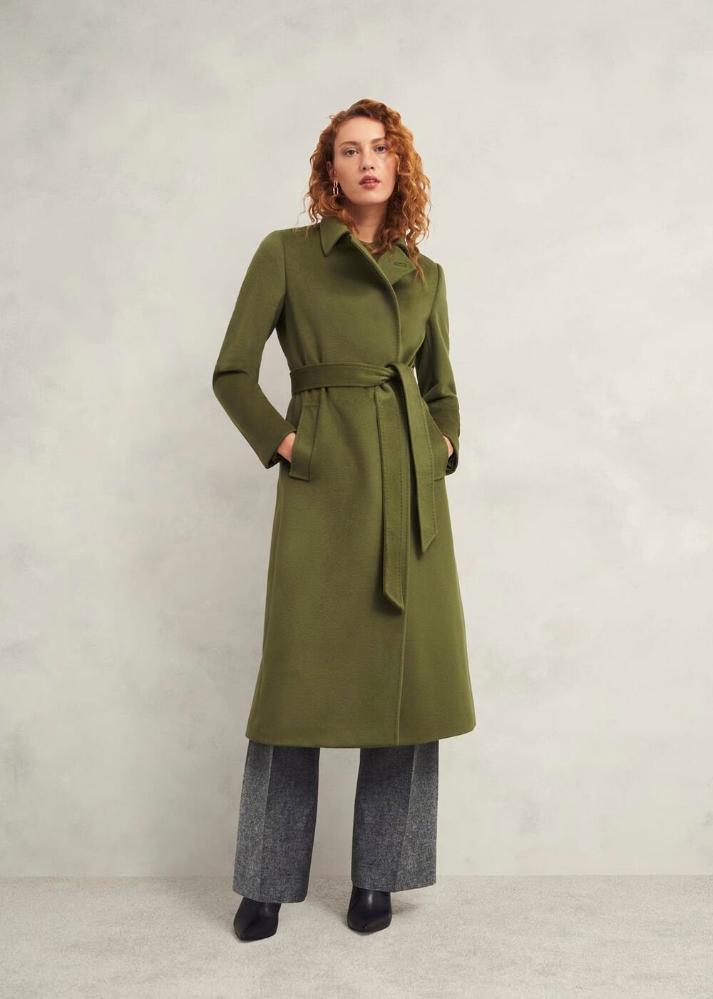 Livia Wool Coat, Kelp Green, hi-res